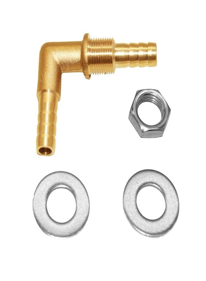 Joywayus 5/16 x 5/16 Hose Barb Thru-Bulk Head Hex Union 90 Degree L Right Angle Elbow Barbed Brass Fitting with Flat Washer Gasket Water/Fuel/Air - Image 4